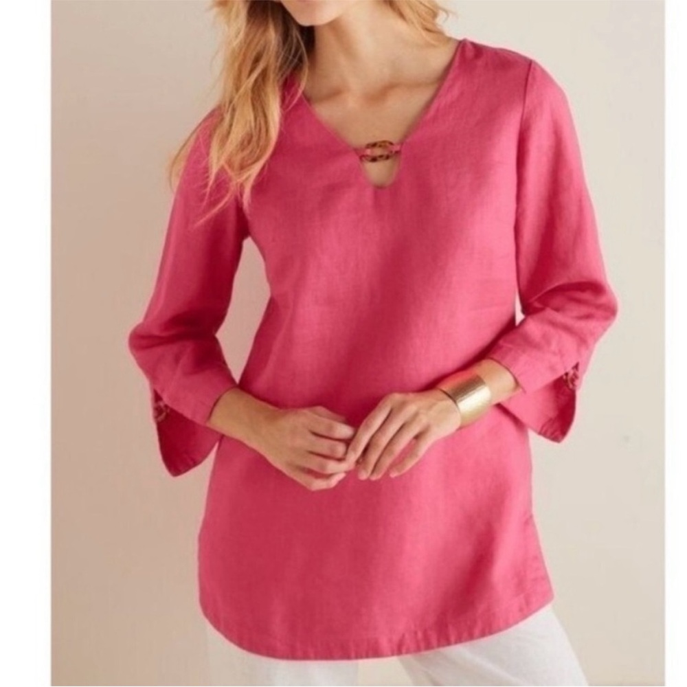 Soft Surroundings Pink Saja Linen Tunic Top